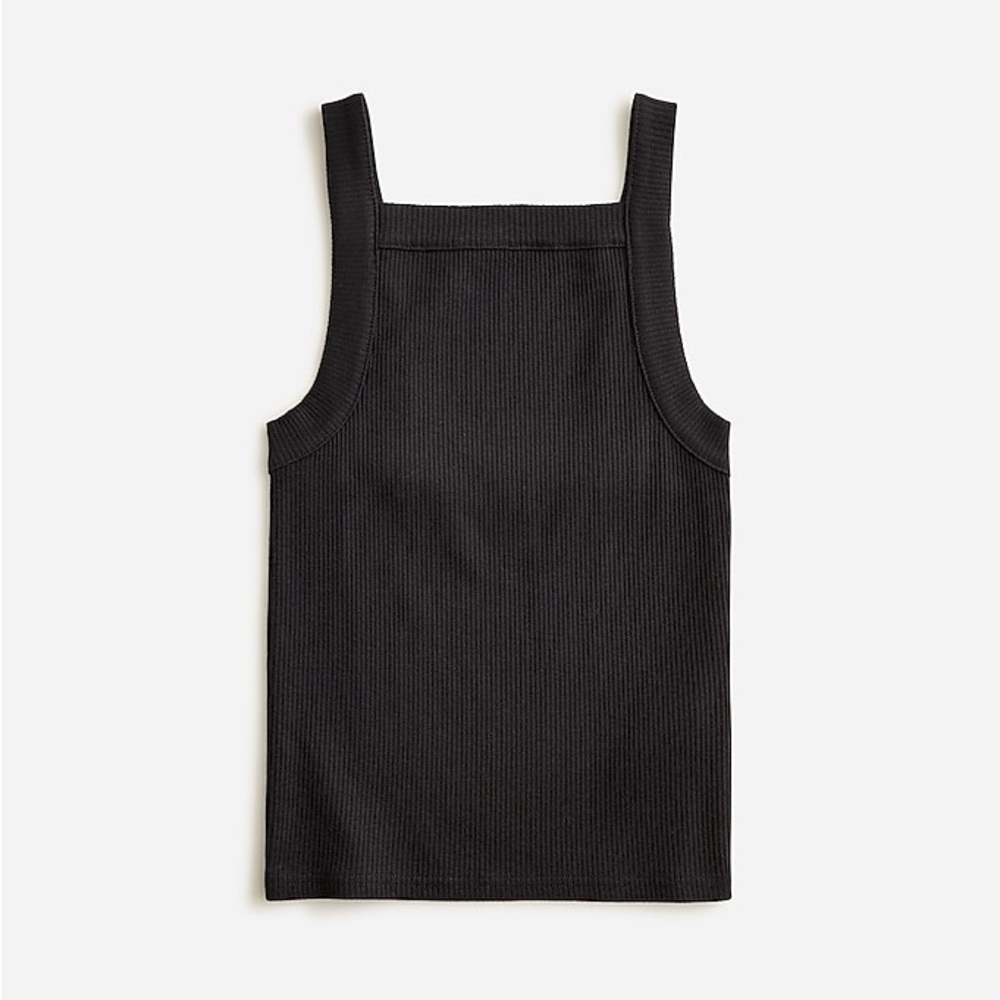 Jcrew Vintage Wide Strap Ribbed Black Tank Top Size M NWT